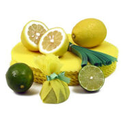 The Original Lemon Wraps – chusteczki do serwowania cytryn, żółte, z zielonym krawatem, 100 szt.